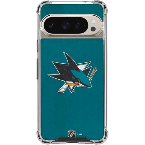 NHL San Jose Sharks Distressed Pixel 9 Pro XL Clear Case
